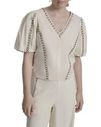 DKNY - V-Neck Bubble Sleeve Top - Lyst