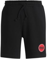 HUGO - Cotton-Terry Relaxed-Fit Shorts With Logo Print - Lyst