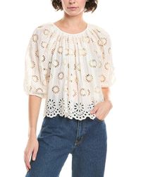 Madewell - Embroidered Shirred Puff Sleeve Top - Lyst