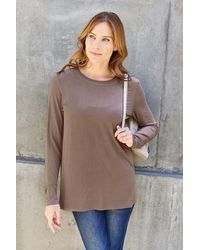 TRUEDAMES - Full Size Round Neck Long Sleeve Top - Lyst