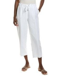 Anne Klein - Drawstring Wide Leg Crop Linen-Blend Pant - Lyst
