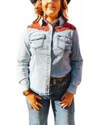 Lucky & Blessed - Yoke Denim Western Button-Down Shirt - Lyst