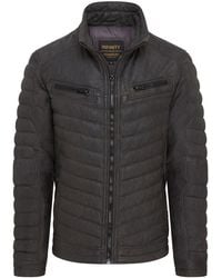 Infinity Leather - Quilted Puffer Leather Bomber Jacket - Lyst