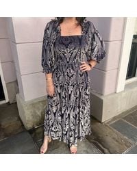 Fate - Burnout Velvet Square Neck Midi Dress - Lyst