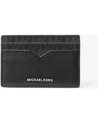 Michael Kors - Hudson Pebbled Leather And Signature Logo Money Clip Card Case - Lyst