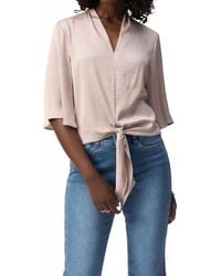Joseph Ribkoff - Satin V-Neck Top With Front Tie - Lyst