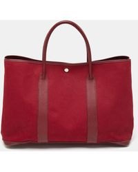 Hermès - Rouge Imperial/tosca Toile H Canvas And Buffalo Leather Garden Party Large Bag - Lyst