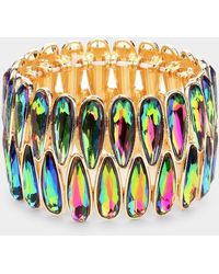 Fashnzfab - 2Rows Elongated Teardrop Stone Cluster Stretch Evening Bracelet Vitrail Medium - Lyst