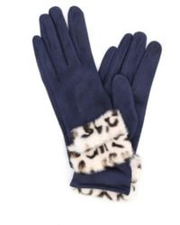 Fashnzfab - Leopard Faux Fur Cuff Smart Touch Gloves - Lyst