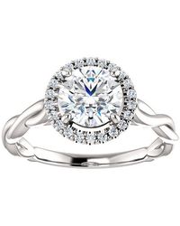 Pompeii3 - 1ct Diamond Halo Vintage Solitaire Round Cut Intertwined Band - Lyst