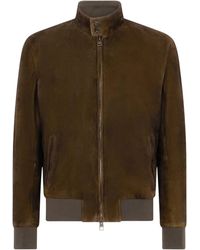Boglioli - Sleek Leather Bomber Jacket With Stand Collar And Minimalist Design - Lyst