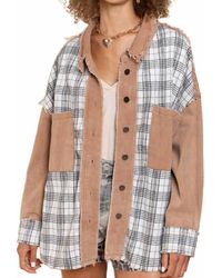 Pol - Oversized Distressed Edge Detail Plaid Shacket - Lyst