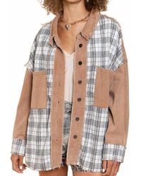 Pol - Oversized Distressed Edge Detail Plaid Shacket - Lyst