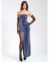 Miss Circle - Ramona Sequin Strapless High Slit Maxi Dress - Lyst