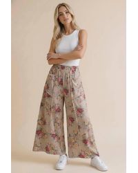 Haptics - Elastic Waist Wide Leg Vintage Floral Pant - Lyst