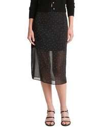 Vince - Sheer Dot Silk-Blend Straight Skirt - Lyst