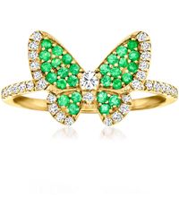 Ross-Simons - Emerald And Diamond Butterfly Ring - Lyst