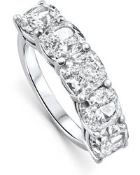 Pompeii3 - 5 1/4ct Cushion Cut 5-stone Diamond Wedding Anniversary Ring 14k Gold Lab Grown - Lyst