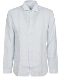 Xacus - Long-Sleeve Linen Shirt With Button-Down Front And Pointed Collar - Lyst