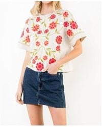 Thml - Short Sleeve Floral Embroidery Detail Top - Lyst