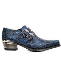 New Rock - 7960-S7 Embossed Leather Steel Buckle Shoes - Lyst