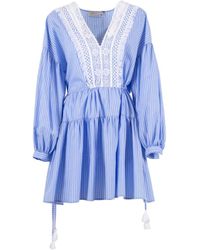 Ermanno Scervino - Relaxed Fit Short Dress With Tiered Skirt - Lyst