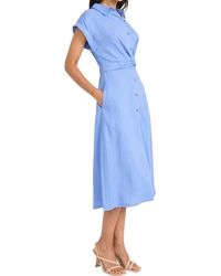 Maggy London - Cuff Sleeve Linen Wrap Dress - Lyst