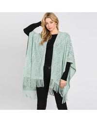 TRUEDAMES - Patterned Fringe Ruana Poncho - Lyst