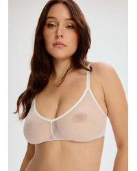TRUEDAMES - Sheer Mesh Triangle Bralette With Adjustable Straps - Lyst