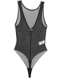Elisabetta Franchi - Sheer Bodysuit With Scoop Neckline - Lyst