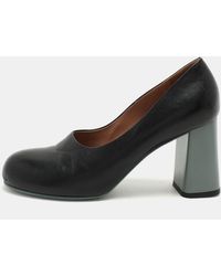 Marni - Leather Round Toe Block Heel Pumps - Lyst