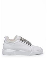 Eleventy - Rounded Toe Plush Interior Leather Sneakers - Lyst