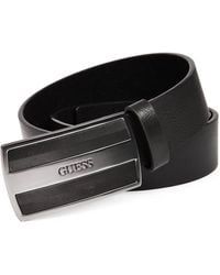Guess - Chevron-Textured Plaque Belt - Lyst