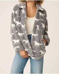 Pj Salvage - Let's Get Cozy Plush Horse Print Jacket - Lyst