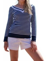 Marble - V-Neck Fine Knit Contrast Stripe Jumper Top - Lyst