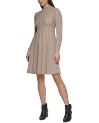 Jessica Howard - Petites Mock Neck Cable Knit Sweaterdress - Lyst
