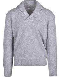 Kangra - Shawl Collar Merino Wool Sweater With Ribbed Cuffs - Lyst