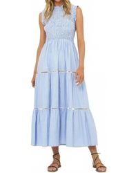 Oliphant - Sleeveless Smocked Midi Dress - Lyst