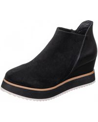 Antelope - Elastic Side Panel Suede Wedge Ankle Booties - Lyst