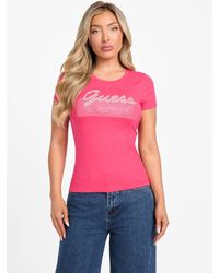 Guess - Eco Kaia Beaded Logo Tee - Lyst