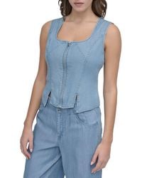 DKNY - Zip Front Tencel Vest Top - Lyst