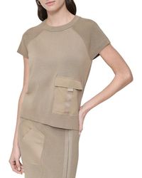 DKNY - Crew Neck Pocket Top - Lyst