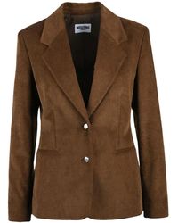 Moschino - Velvet Corduroy Jacket With Classic Lapel And Elbow Patches - Lyst