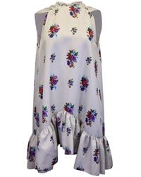 MSGM - Ruffled Floral Mini Dress - Lyst