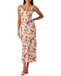 Astr - Zoie Floral Satin Ruffle Dress - Lyst