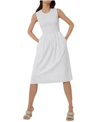 French Connection - Smocked Mid-calf Midi Dress - Lyst