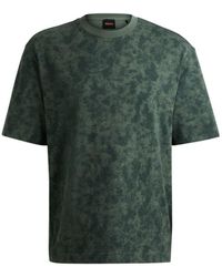 BOSS - Cotton-Jersey T-Shirt With All-Over Seasonal Print - Lyst