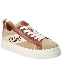 Chloé Lauren Leather Sneakers in White | Lyst