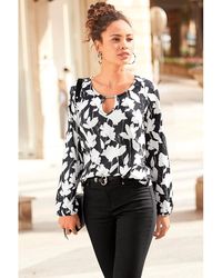 Lascana - Floral Keyhole Top - Lyst