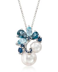 Ross-Simons - 7-9.5mm Cultured Pearl And Multi-gemstone Pendant Necklace - Lyst